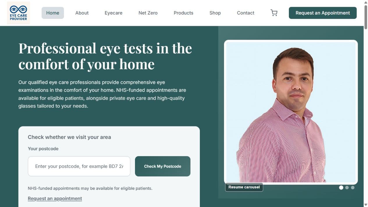 Homepage screenshot of I Care Service Provider Ltd