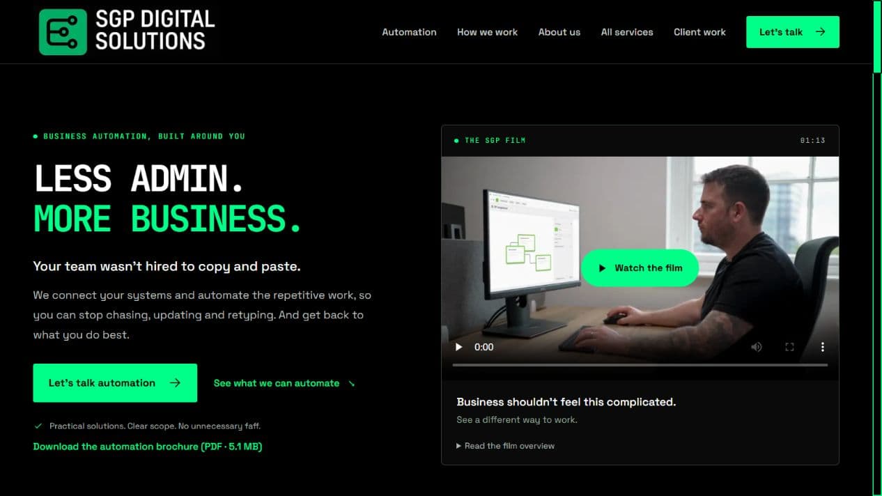 Homepage screenshot of SGP Digital Solutions
